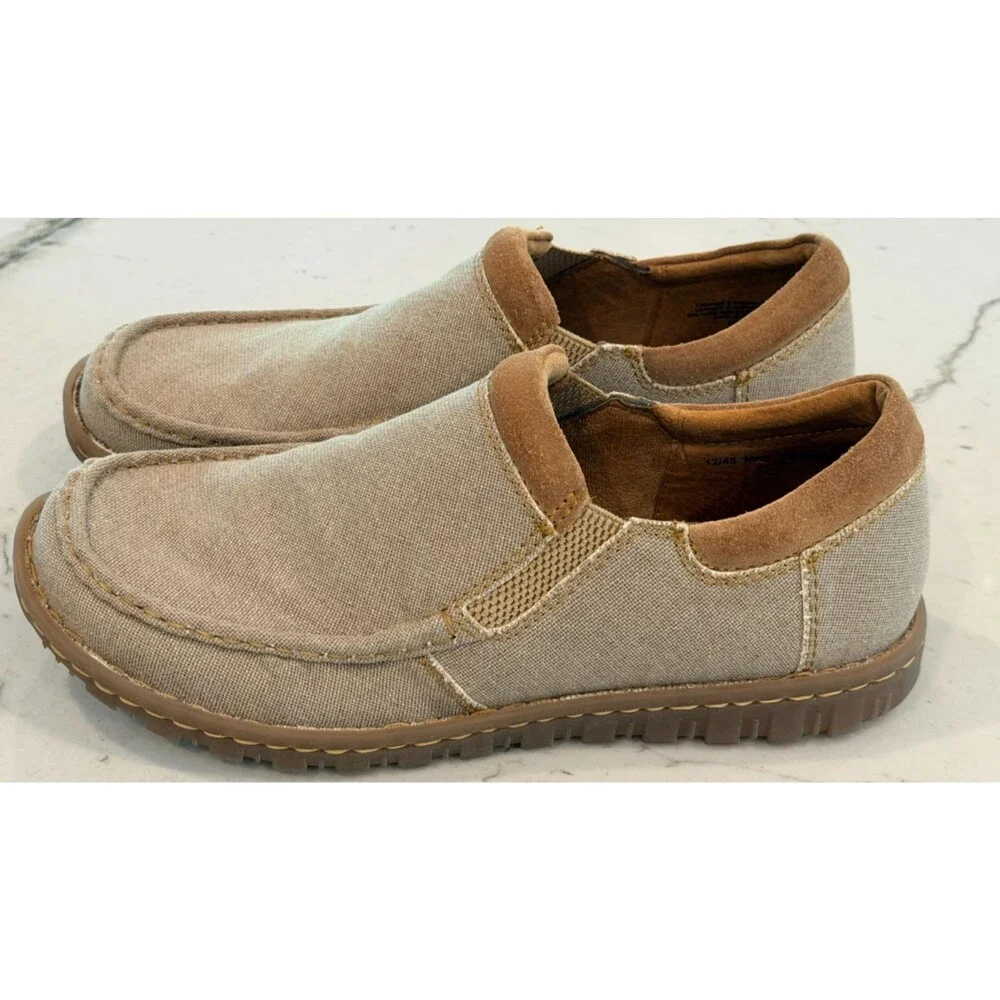 Born Mens Gudmund Natural Canvas Slip On Shoes Loafers SZ 12